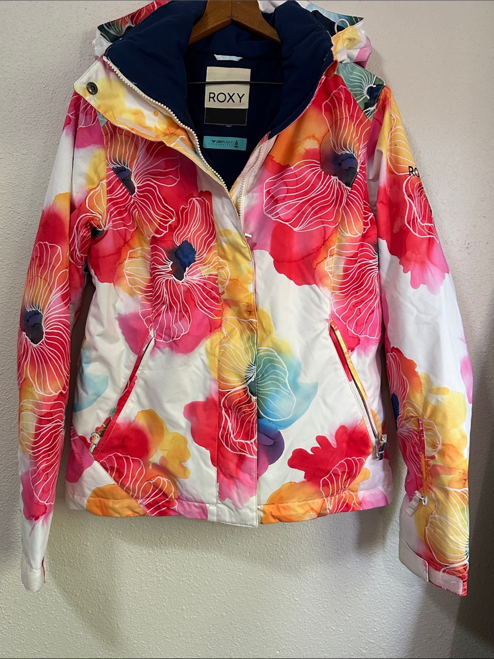Roxy Floral Multicolor Hooded Snowboarding jacket - Pink Red Yellow Blue